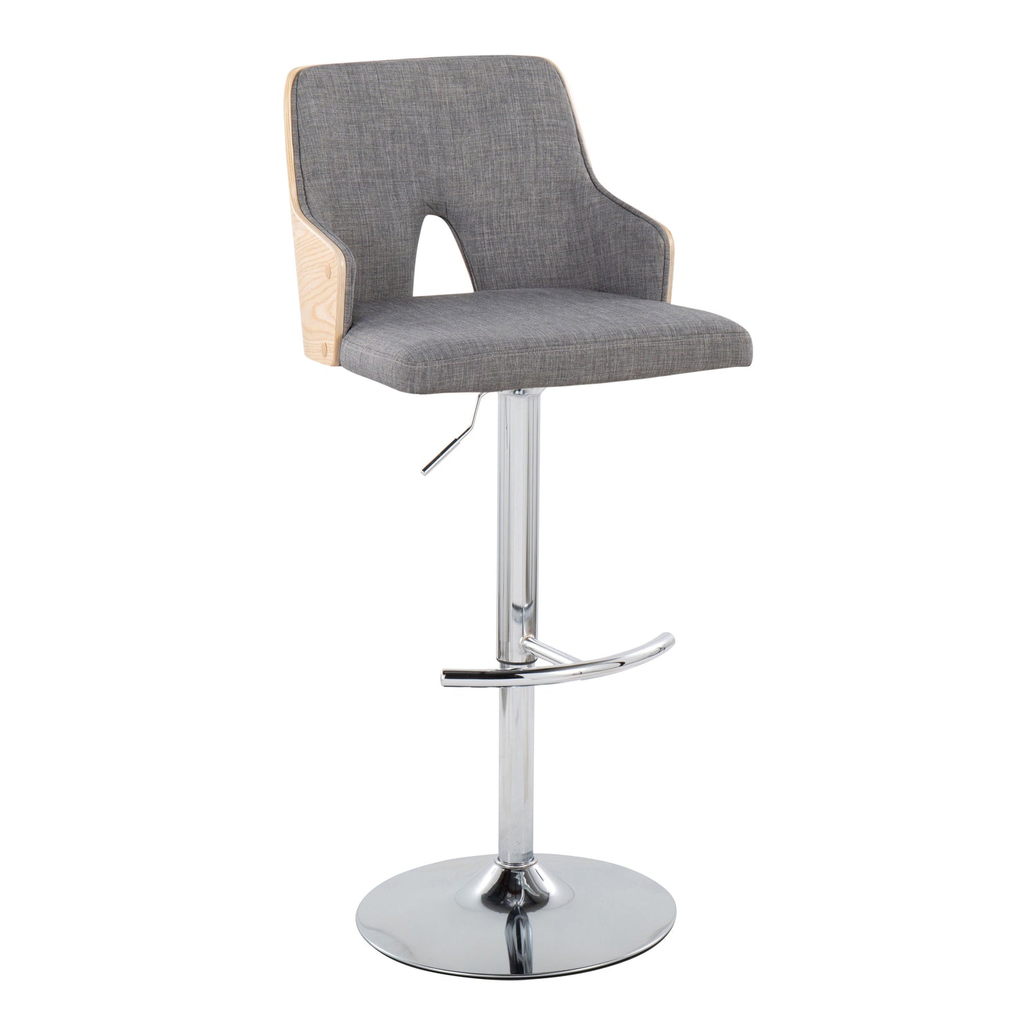 Stella - Contemporary Adjustable Barstool Stool With Swivel &amp; Rounded T Footrest (Set of 2)