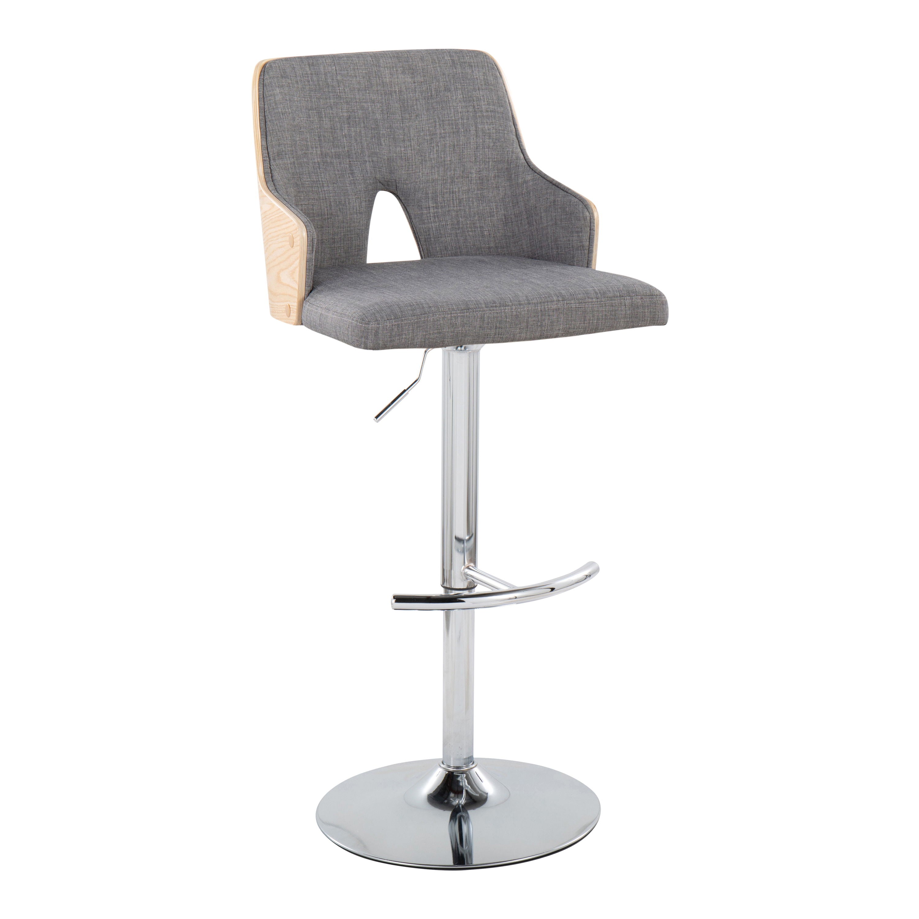 Stella - Contemporary Adjustable Barstool Stool With Swivel &amp; Rounded T Footrest (Set of 2)