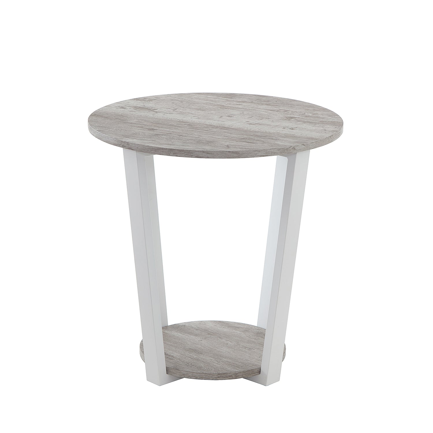 Elysian - Contemporary Round End Table With Shelf - Gray