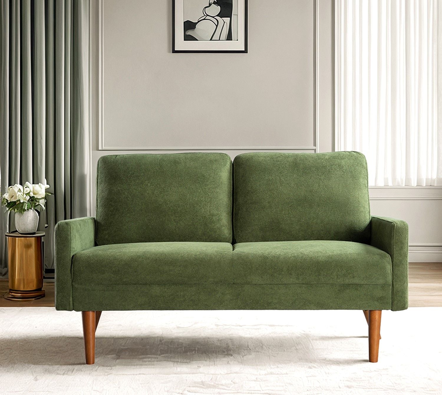 Loveseat Sofa, European Style With Sleek Design, Modern &amp; Vintage Flair, Upholstered 2 Seater Couch