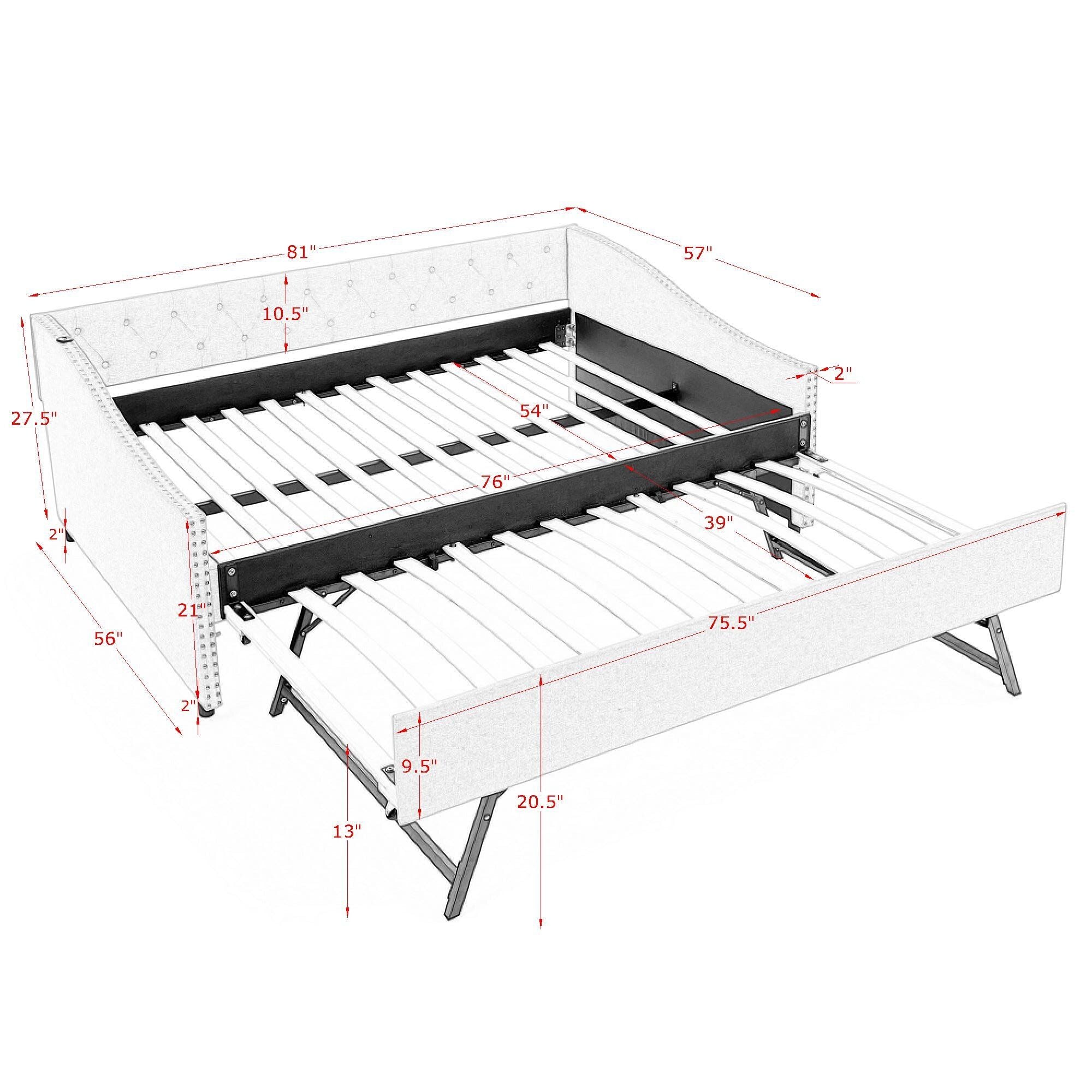 Upholstered Daybed With USB Charging &amp; Pull Out Bed