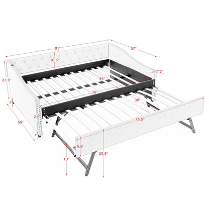Upholstered Daybed With USB Charging &amp; Pull Out Bed
