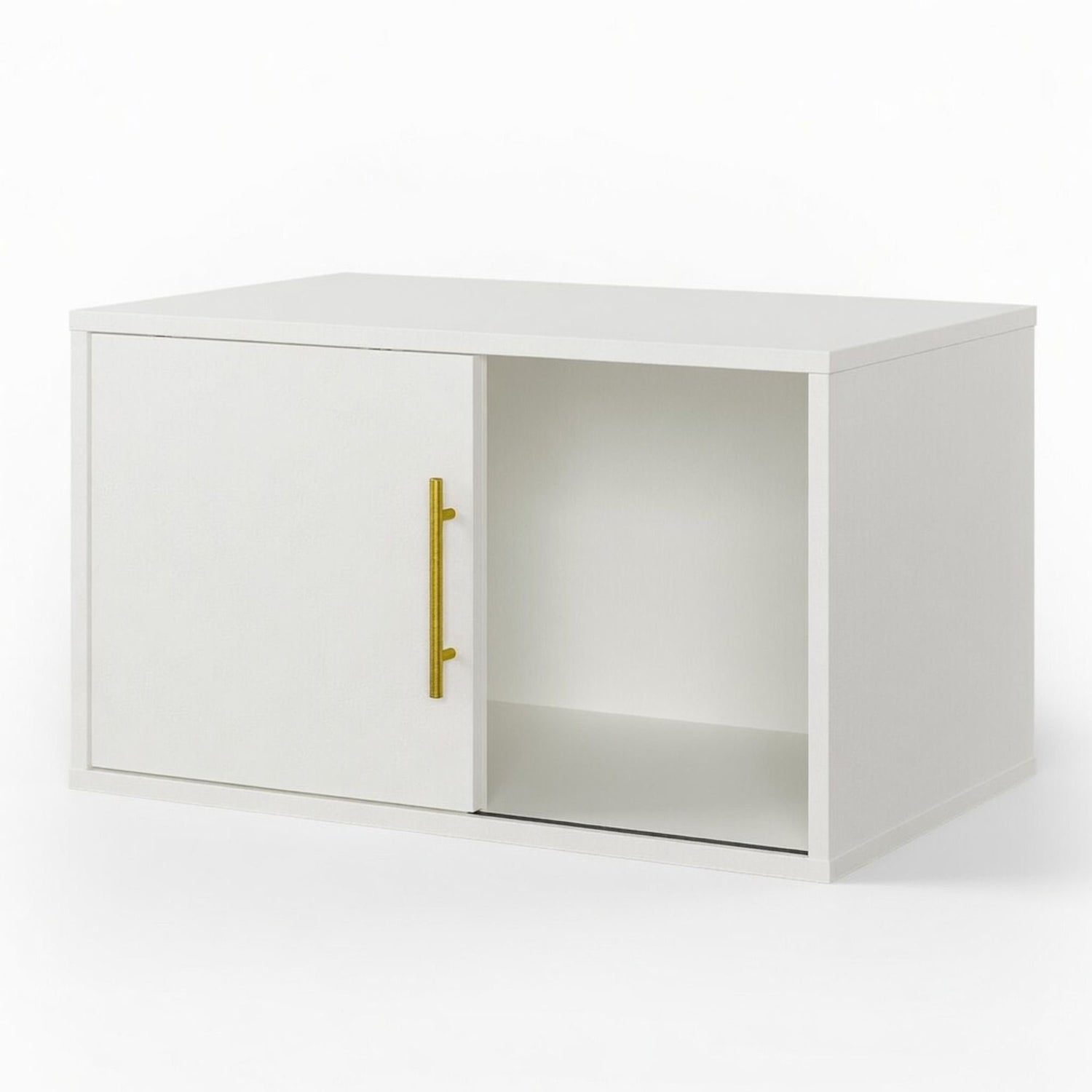 Cube Storage Organizer With Sliding Door Stackable Modular Bookshelf &amp; Storage Cabinet - White