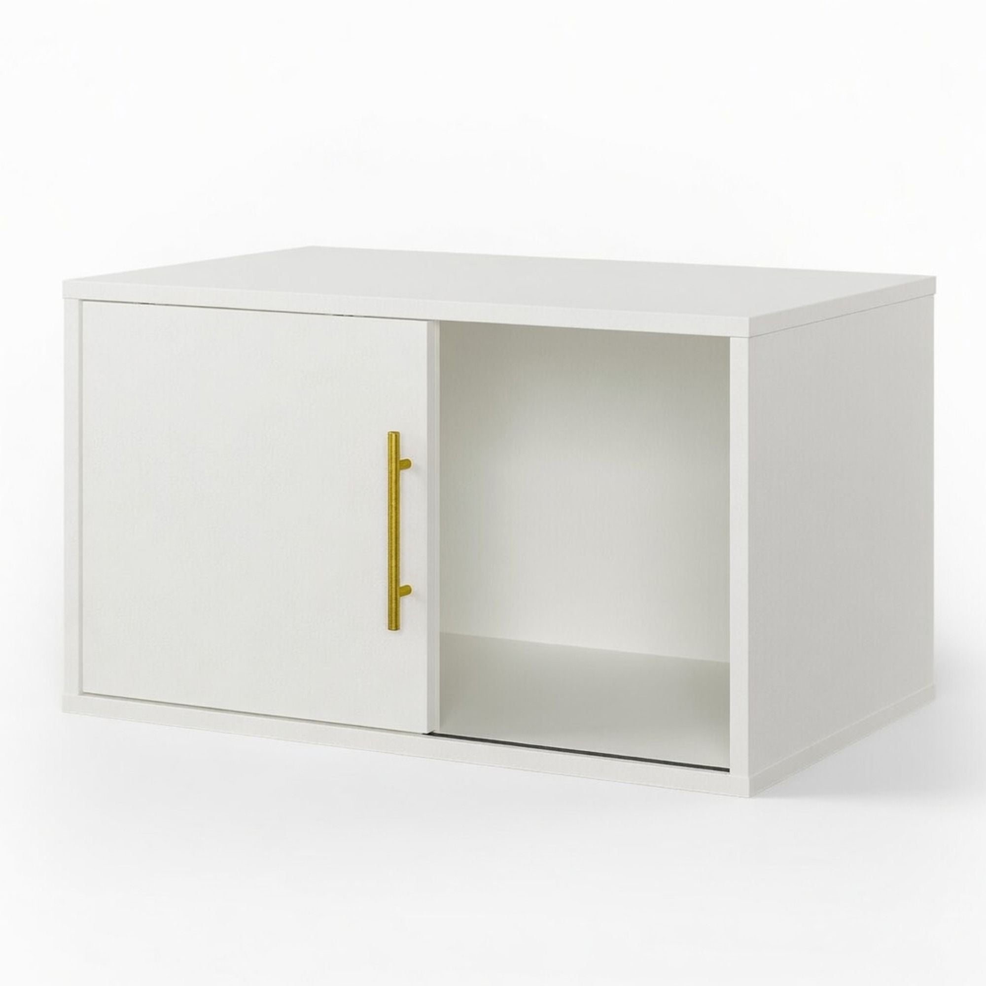 Cube Storage Organizer With Sliding Door Stackable Modular Bookshelf &amp; Storage Cabinet - White