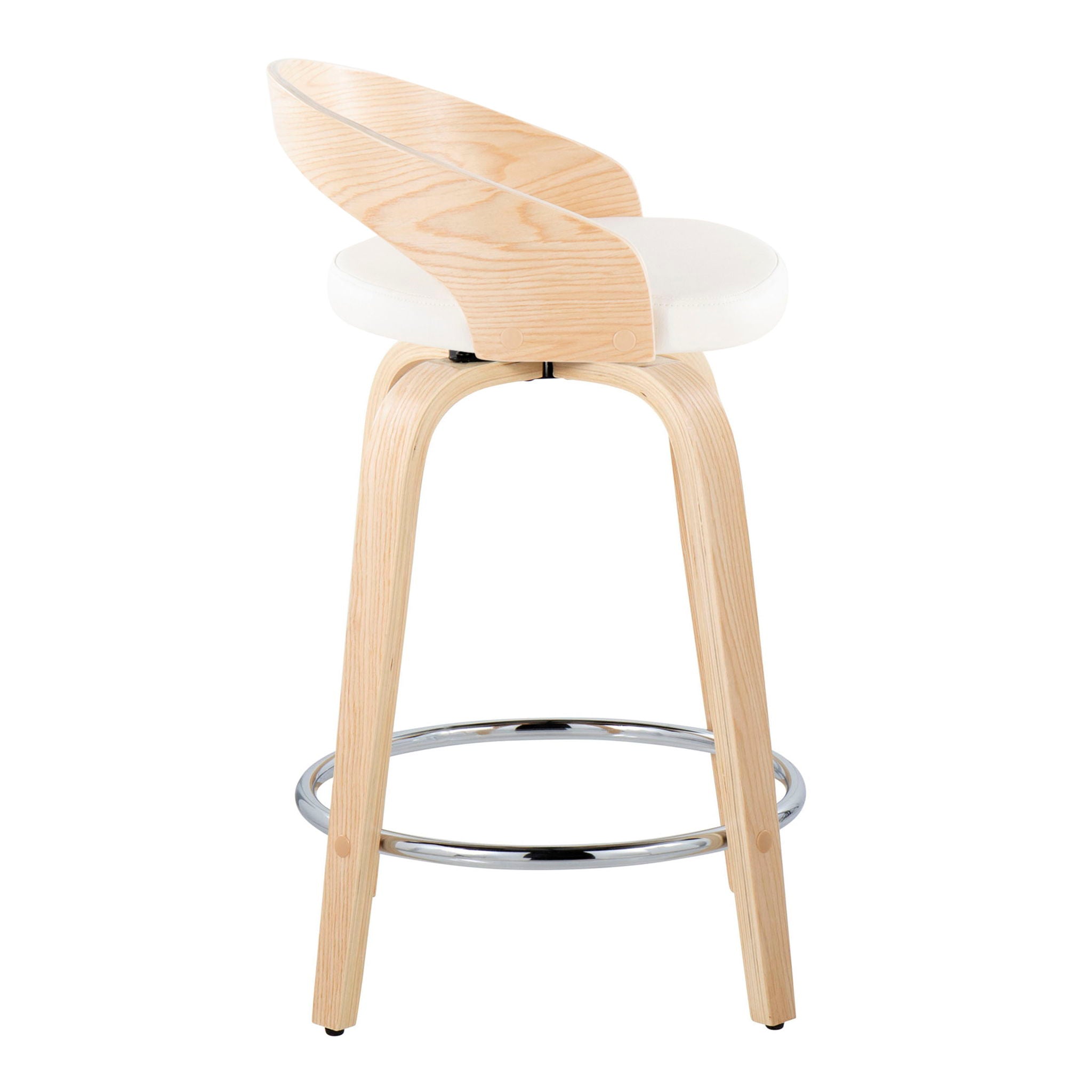 Grotto - Contemporary Fixed Height Counter Stool &amp; Swivel, Round Footrest (Set of 2)