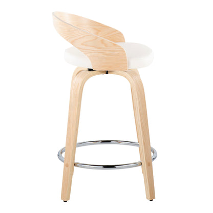 Grotto - Contemporary Fixed Height Counter Stool &amp; Swivel, Round Footrest (Set of 2)