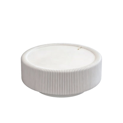 Round Fluted Coffee Table, Base &amp; Hidden Storage - Snow White