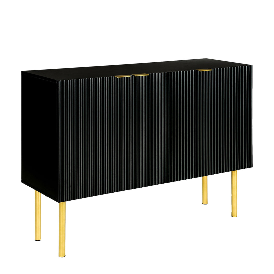Modern Simple &amp; Luxury Style Sideboard Particle Board &amp; Board Cabinet With Gold Metal Legs &amp; Handles, Adjustable Shelves For Living Room, Dining Room