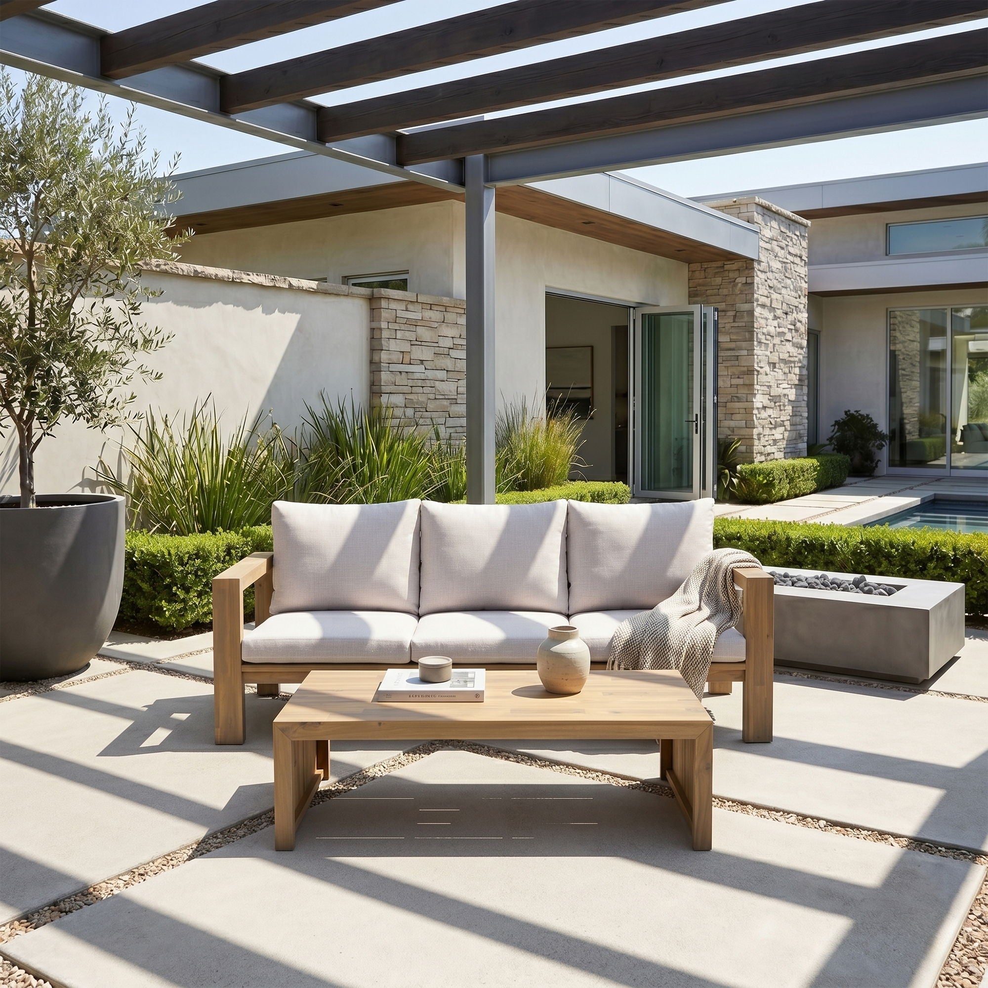 3 Seater Patio Set, Outdoor Sofa &amp; Coffee Table Set