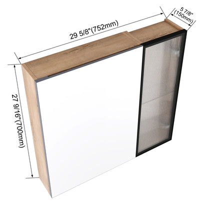 Wall Mounted Bathroom Cabinet &amp; Adjustable Shelves - Imitative Oak