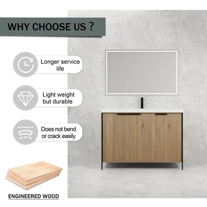 Modern Freestanding Bathroom Vanity With Resin Sink &amp; Soft Close Cabinet Doors