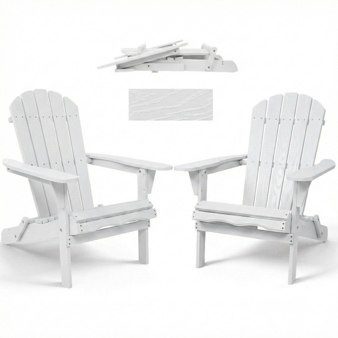 Folding Adirondack Lounge Chair With Embossed Grain Texture