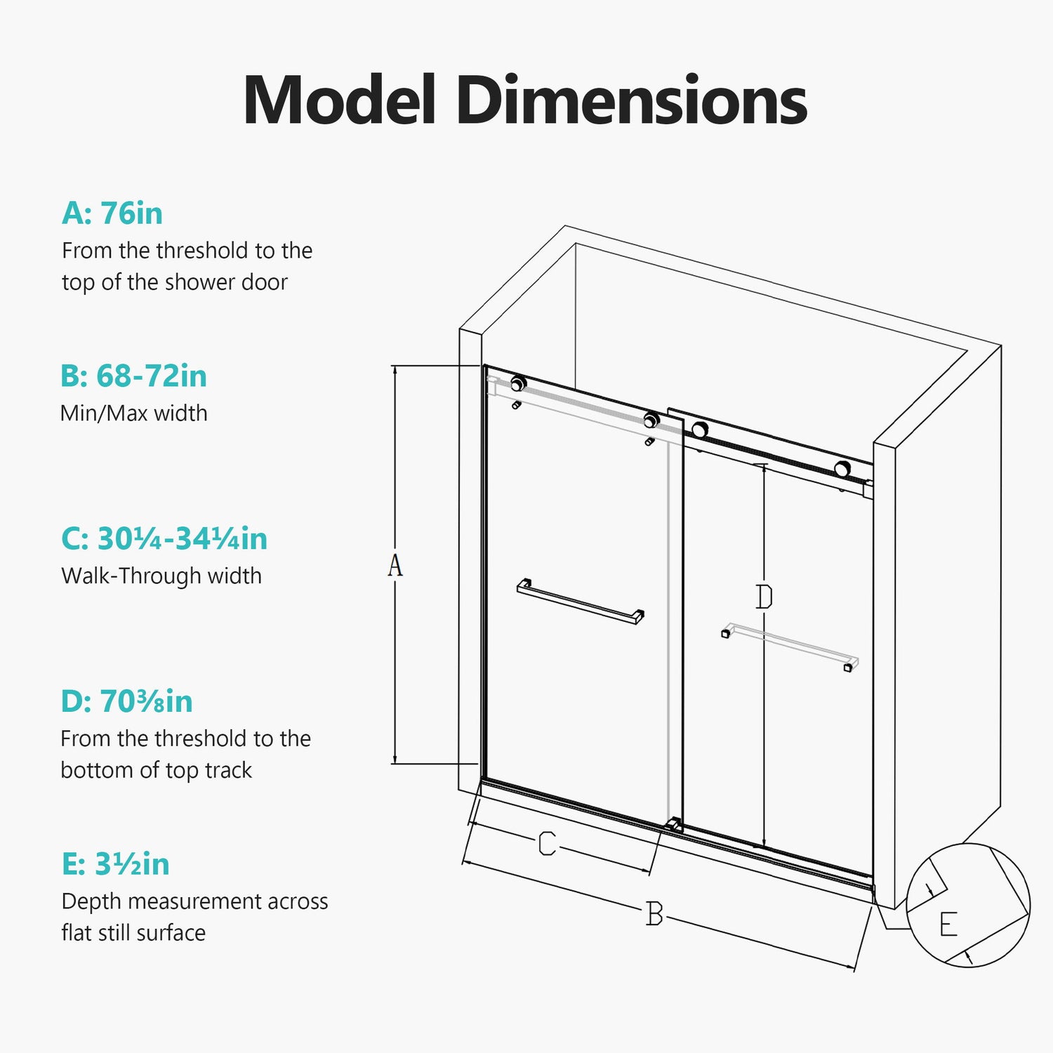 Frameless Double Sliding Soft-Close Shower Door, 3 / 8&quot; (10Mm) Thick SGCC Tempered Glass Door, Matte