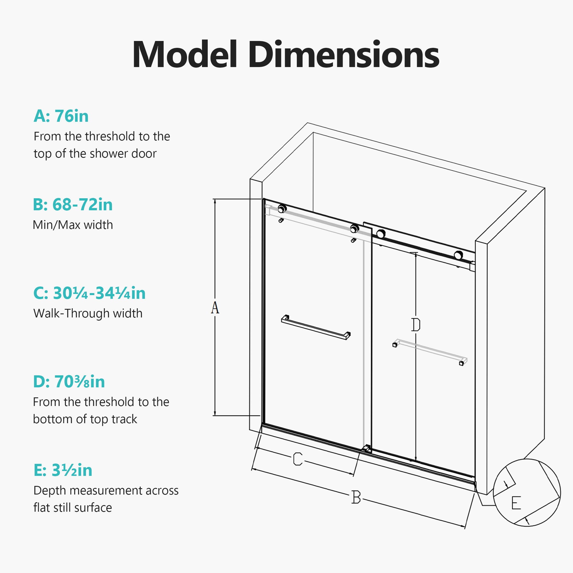 Frameless Double Sliding Soft-Close Shower Door, 3 / 8&quot; (10Mm) Thick SGCC Tempered Glass Door, Matte