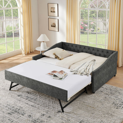 Upholstered Daybed With USB Charging &amp; Pull Out Bed