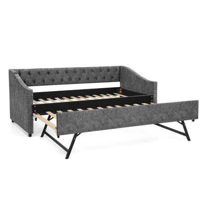 Upholstered Daybed With USB Charging &amp; Pull Out Bed