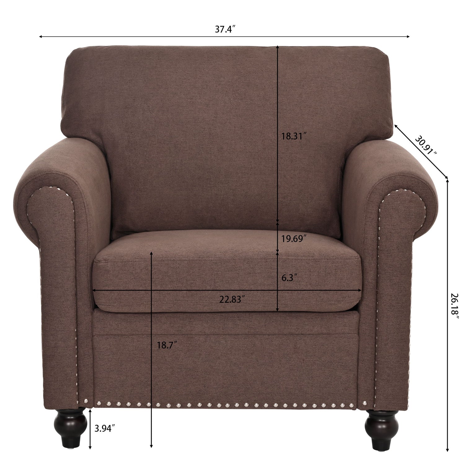 37.4&quot; 1 Seater Sofa