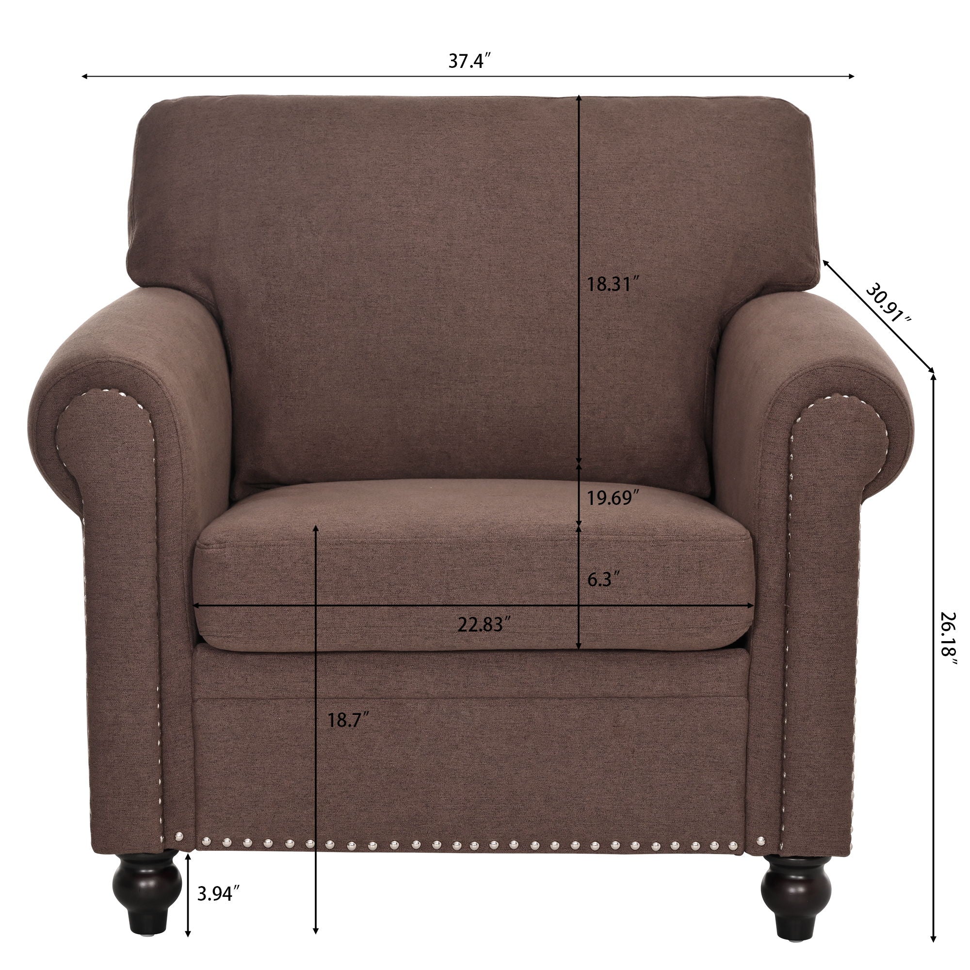 37.4&quot; 1 Seater Sofa