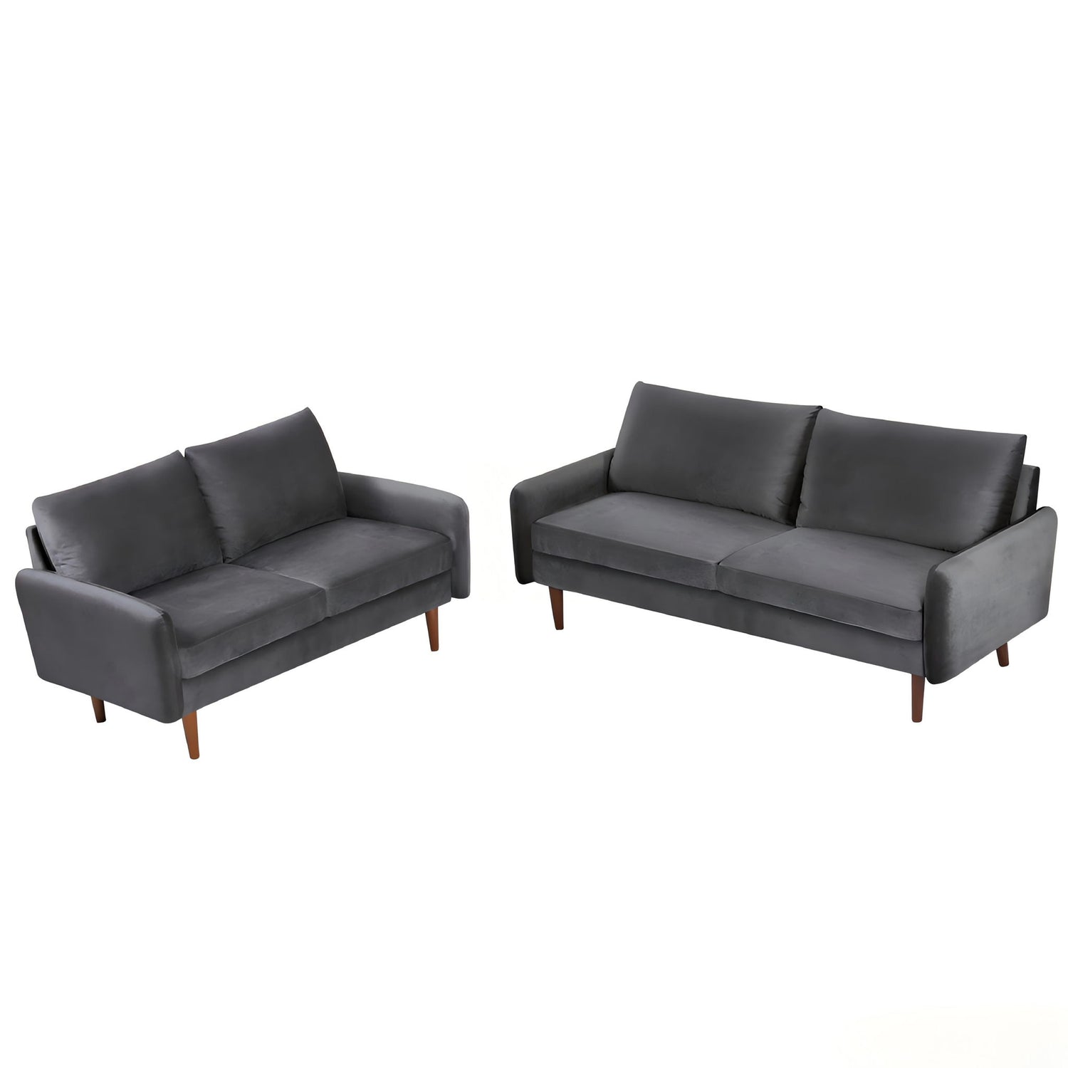 Kent - 2 Piece Sofa &amp; Loveseat Set For Living Room - Gray