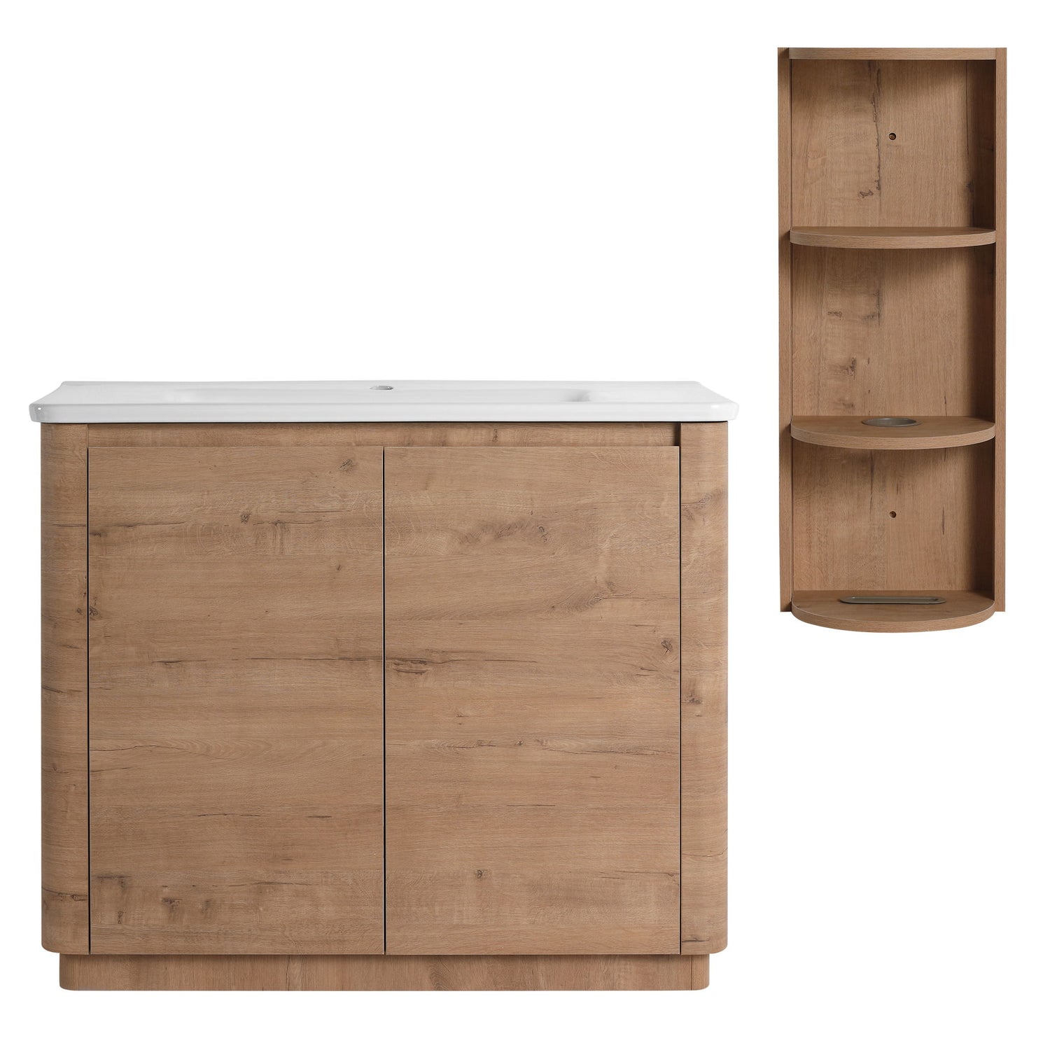 Freestanding Bathroom Vanity With Sink, 2 Soft Close Doors &amp; Storage Rack
