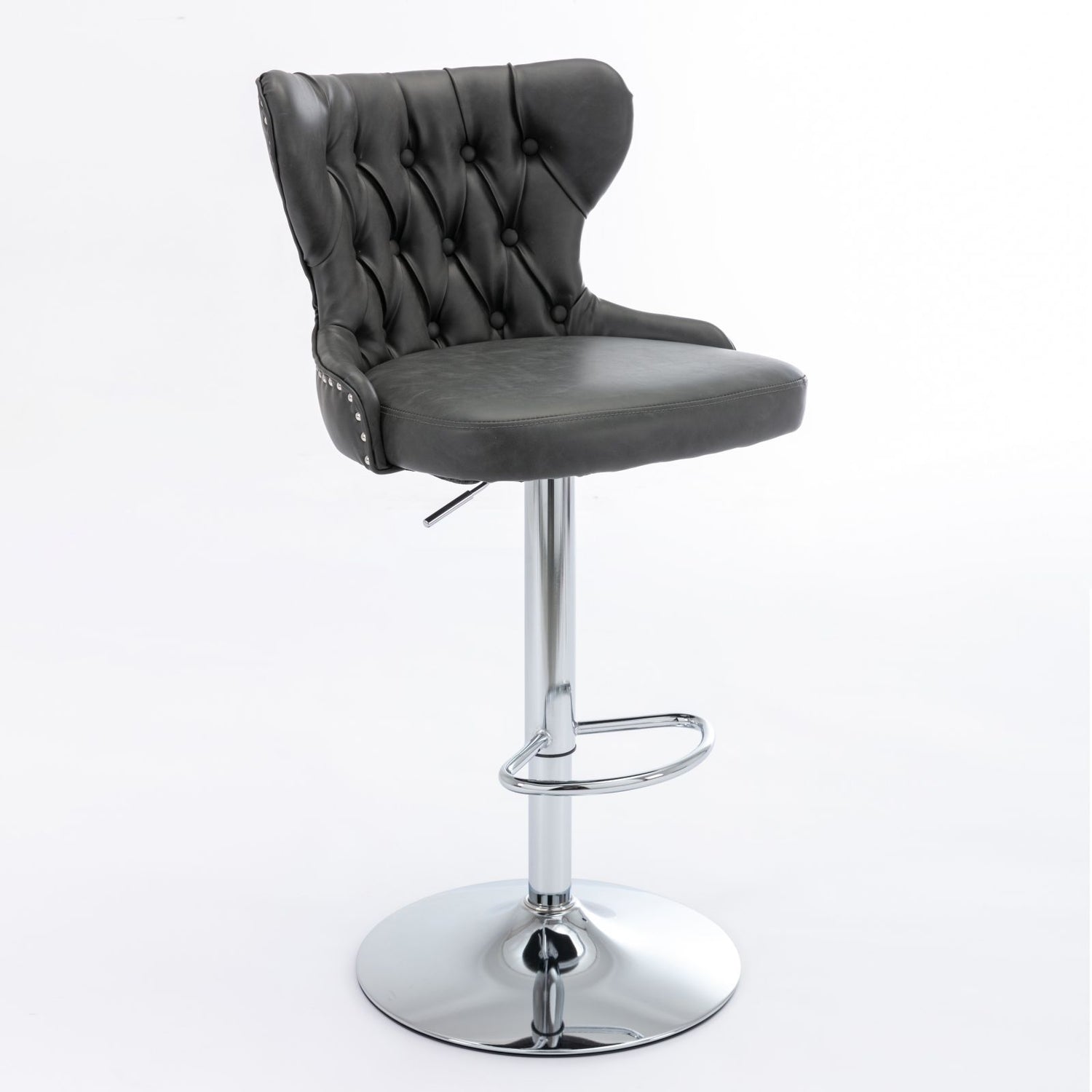 Swivel Barstools Adjusatble Seat Height From 25-33&quot;, Modern Upholstered Chrome Base Bar Stools With Backs Comfortable Tufted For Home Pub And Kitchen Island