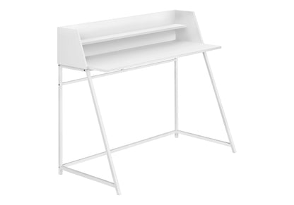 Computer Desk For Home Office, Laptop, Storage Shelves, Marble Look Contemporary &amp; Modern