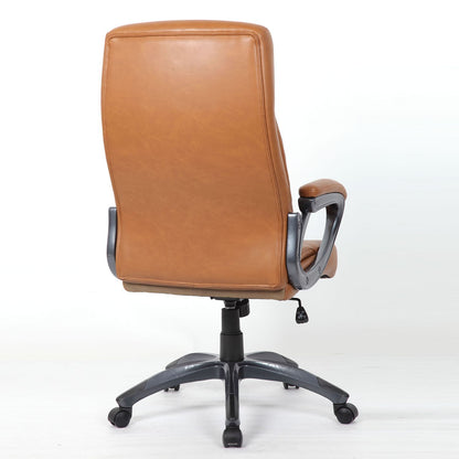 Executive Office High Back Ergonomic Desk Chair, Height Adjustable With Padded Armrest &amp; 5 Point Base - Antique Brown