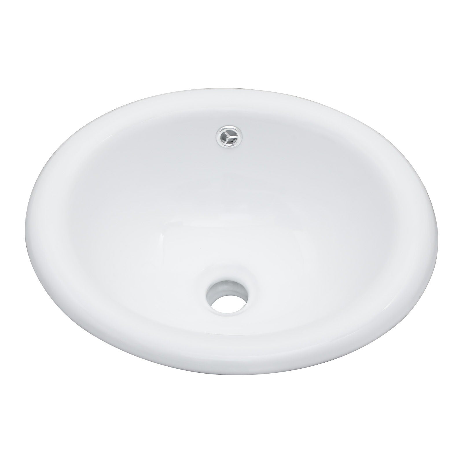 Semi Recessed Bathroom Sink With Countertop Vessel Design, 17&quot; X 15.5&quot; - White