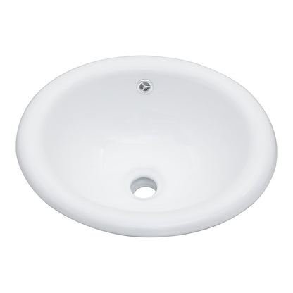 Semi Recessed Bathroom Sink With Countertop Vessel Design, 17&quot; X 15.5&quot; - White