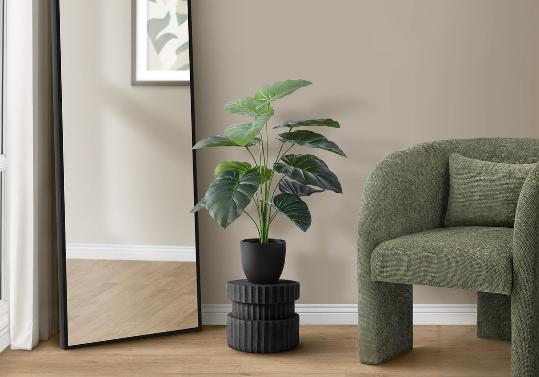 24&quot; Tall, Artificial Plant, Alocasia, Indoor, Faux, Fake, Table, Greenery, Potted, Real Touch, Decorative - Green / Black