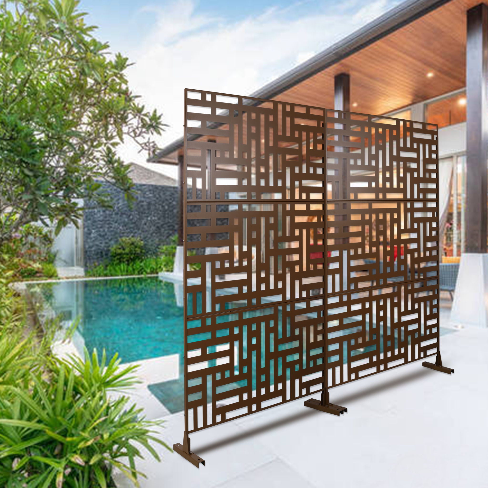 Decorative Freestanding Metal Privacy Screen For Indoor &amp; Outdoor Use