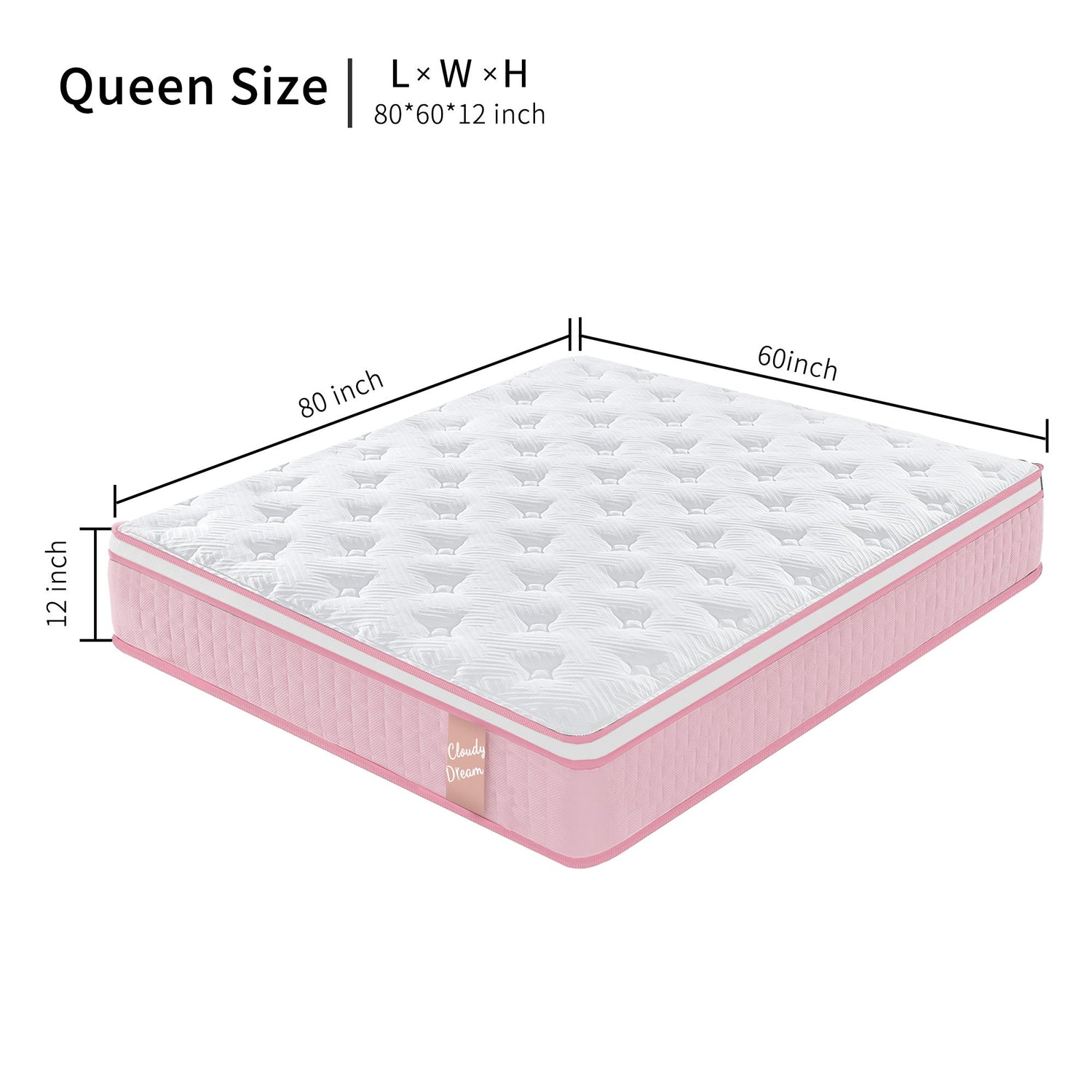 12&quot; Hybrid Mattress With Individual Pocket Spring, Comortable Memory Foam