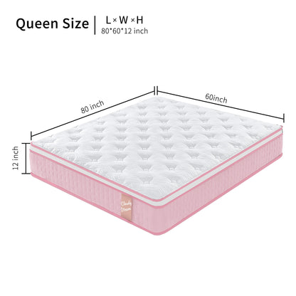 12&quot; Hybrid Mattress With Individual Pocket Spring, Comortable Memory Foam