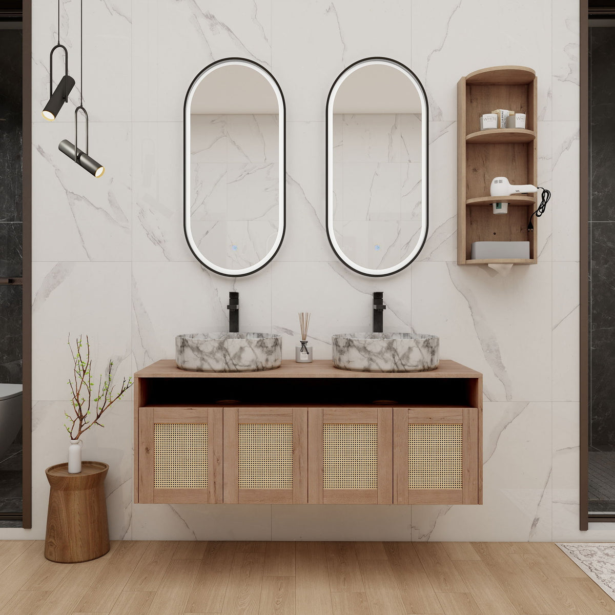 Bathroom Vanity &amp; Art Sink And Storage Rack, Float Mounting Design