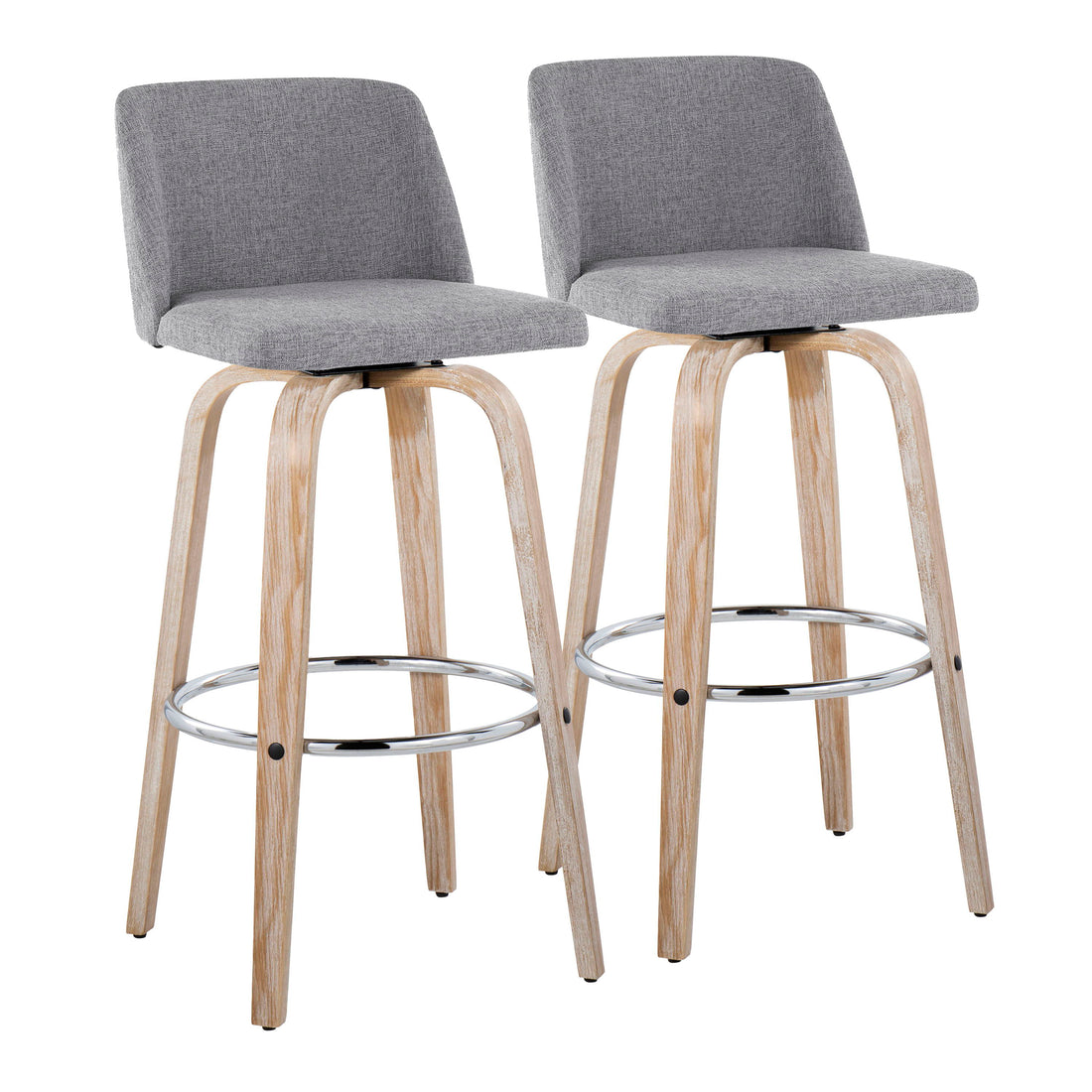 Toriano - Contemporary Fixed Height Barstool With Swivel &amp; Round Footrest (Set of 2)