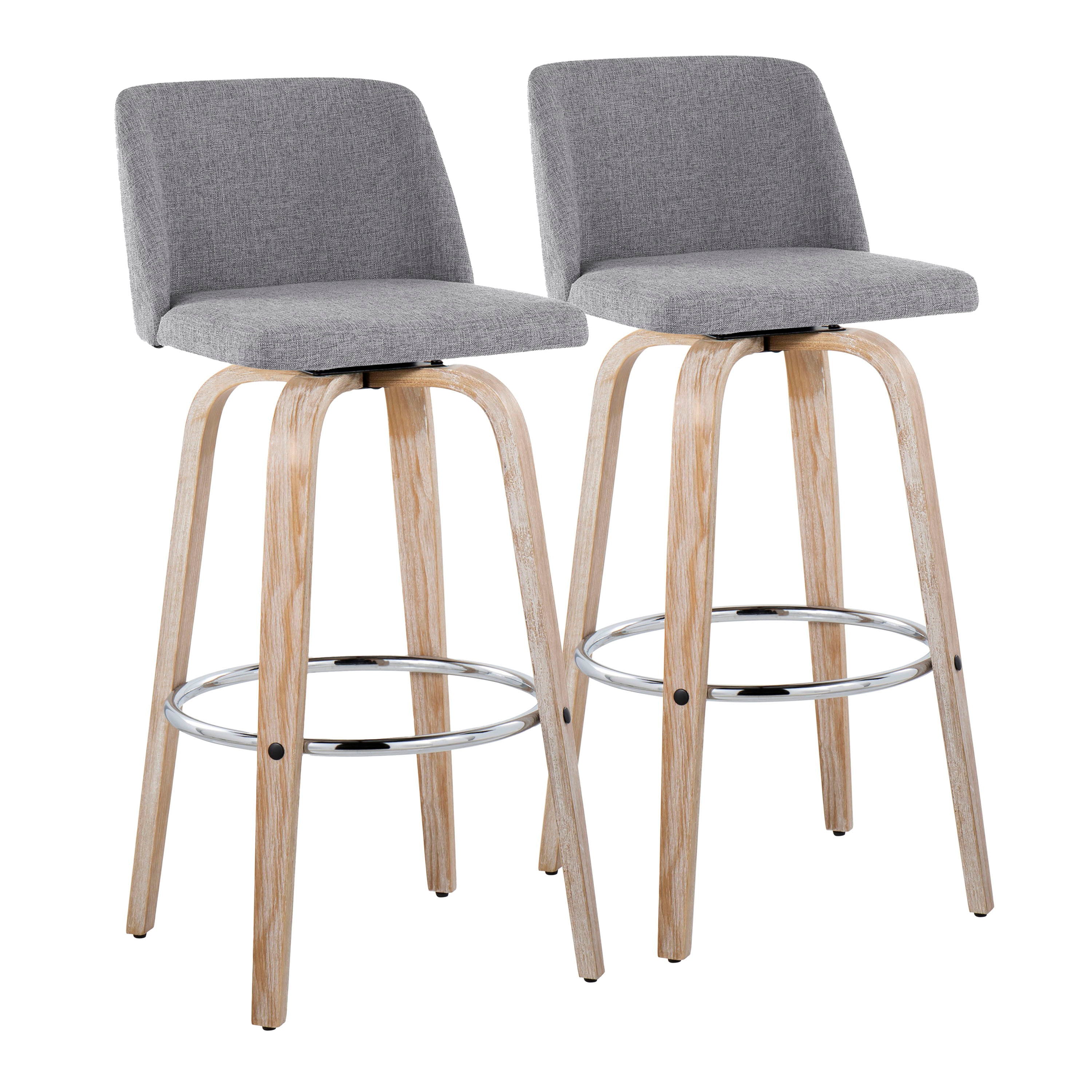 Toriano - Contemporary Fixed Height Barstool With Swivel &amp; Round Footrest (Set of 2)
