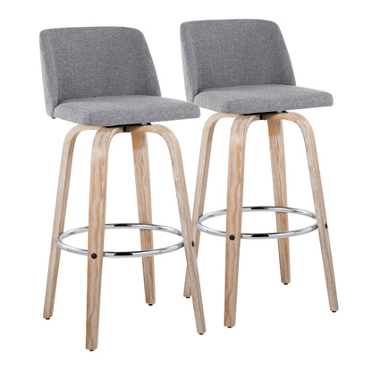 Toriano - Contemporary Fixed Height Barstool With Swivel &amp; Round Footrest (Set of 2)