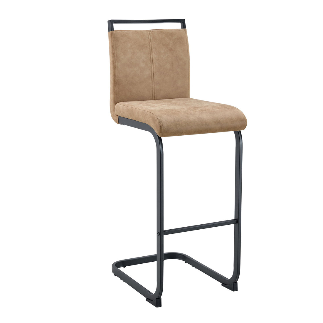 Modern Tech Fabric Bar Stool (Set of 2) With Metal Legs 42.5&quot; Tall For Home Bar &amp; Restaurant - Black / Brown
