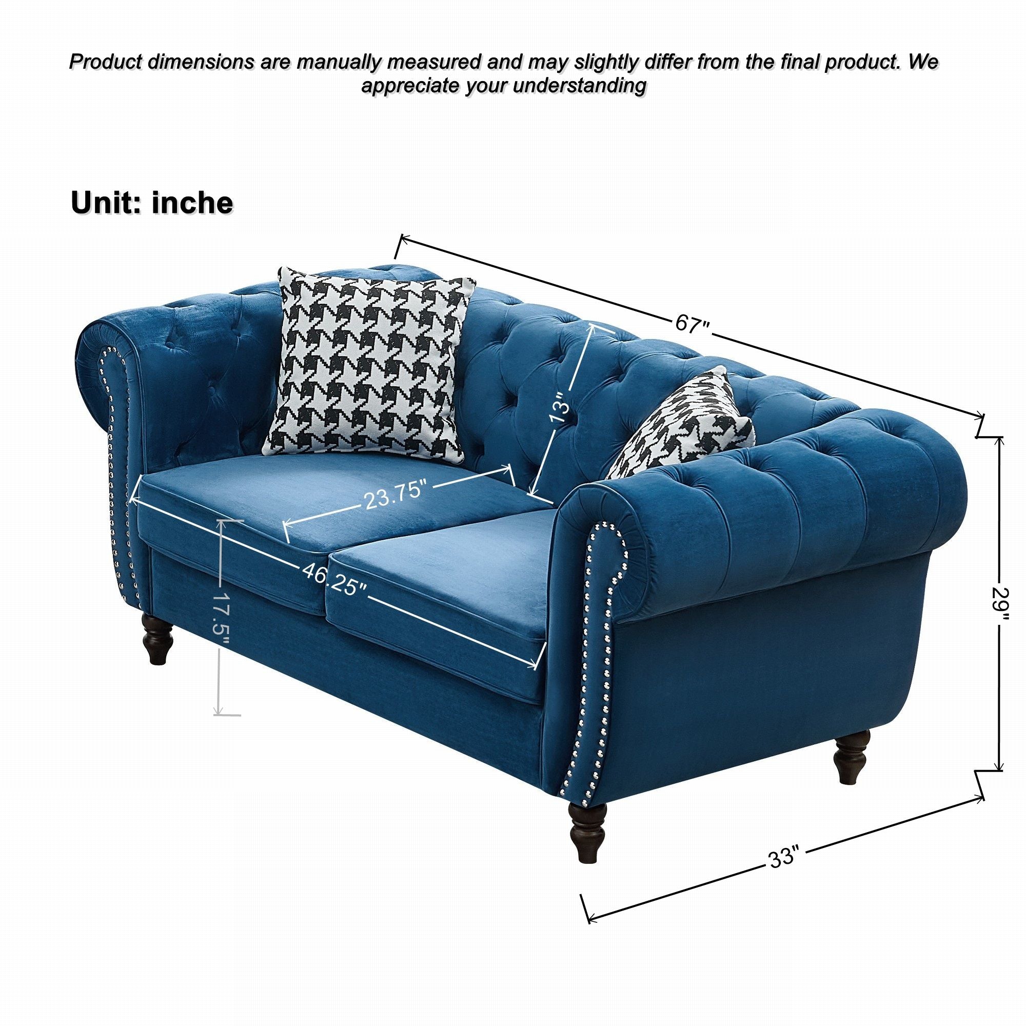 Chesterfield Set With Roll Armrest &amp; Nailhead