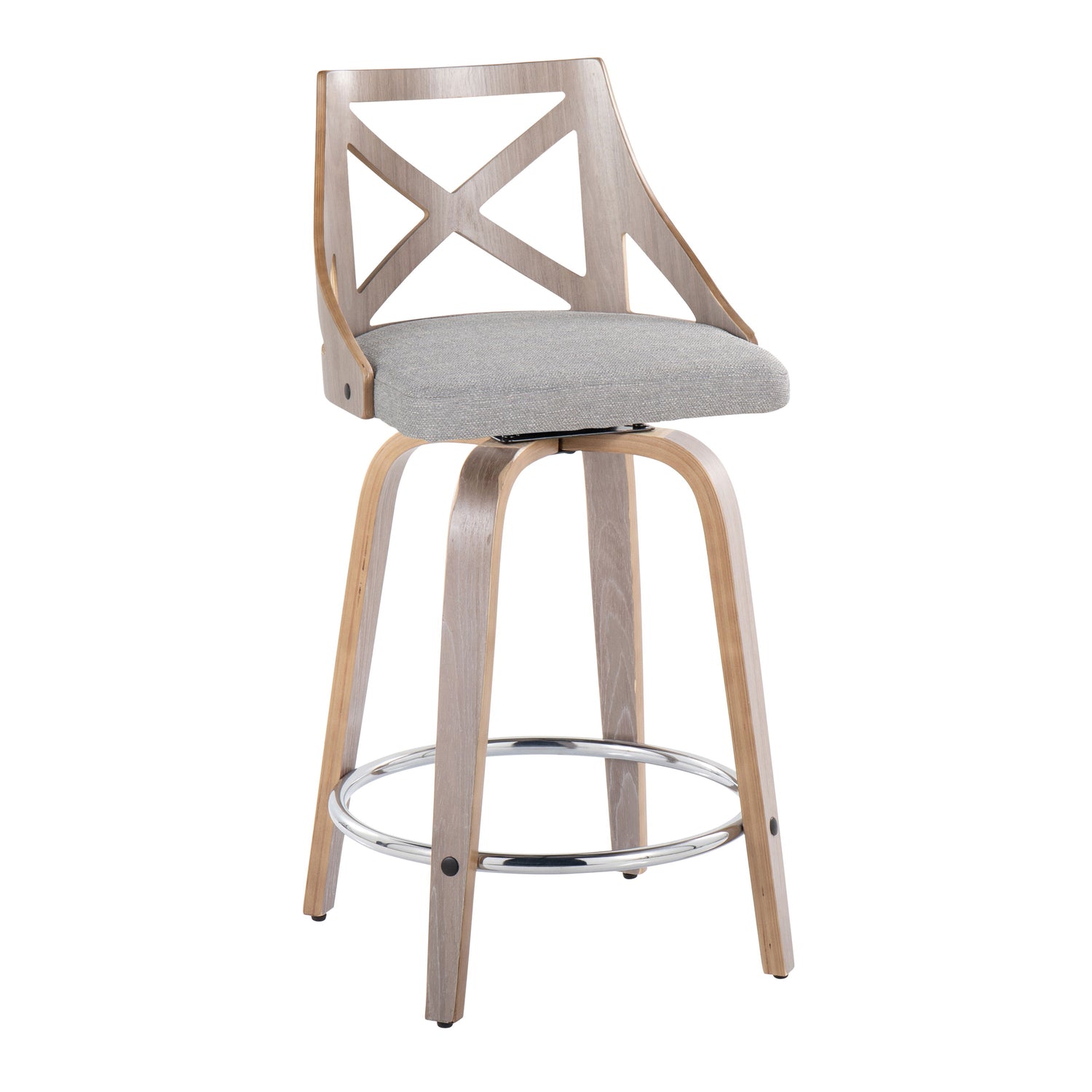 Charlotte - Farmhouse Fixed Height Counter Stool &amp; Swivel With Round Footrest (Set of 2)