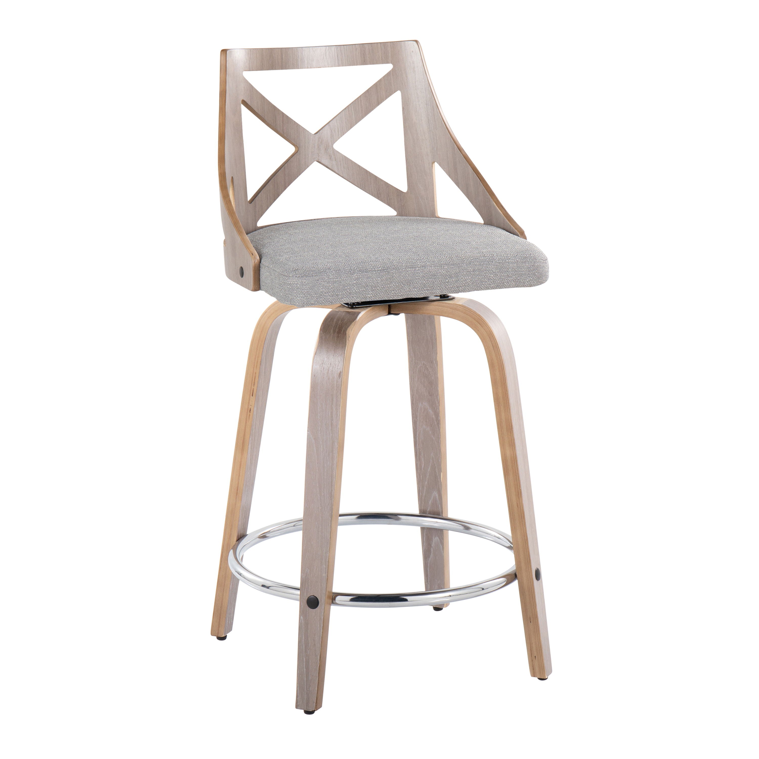Charlotte - Farmhouse Fixed Height Counter Stool &amp; Swivel With Round Footrest (Set of 2)