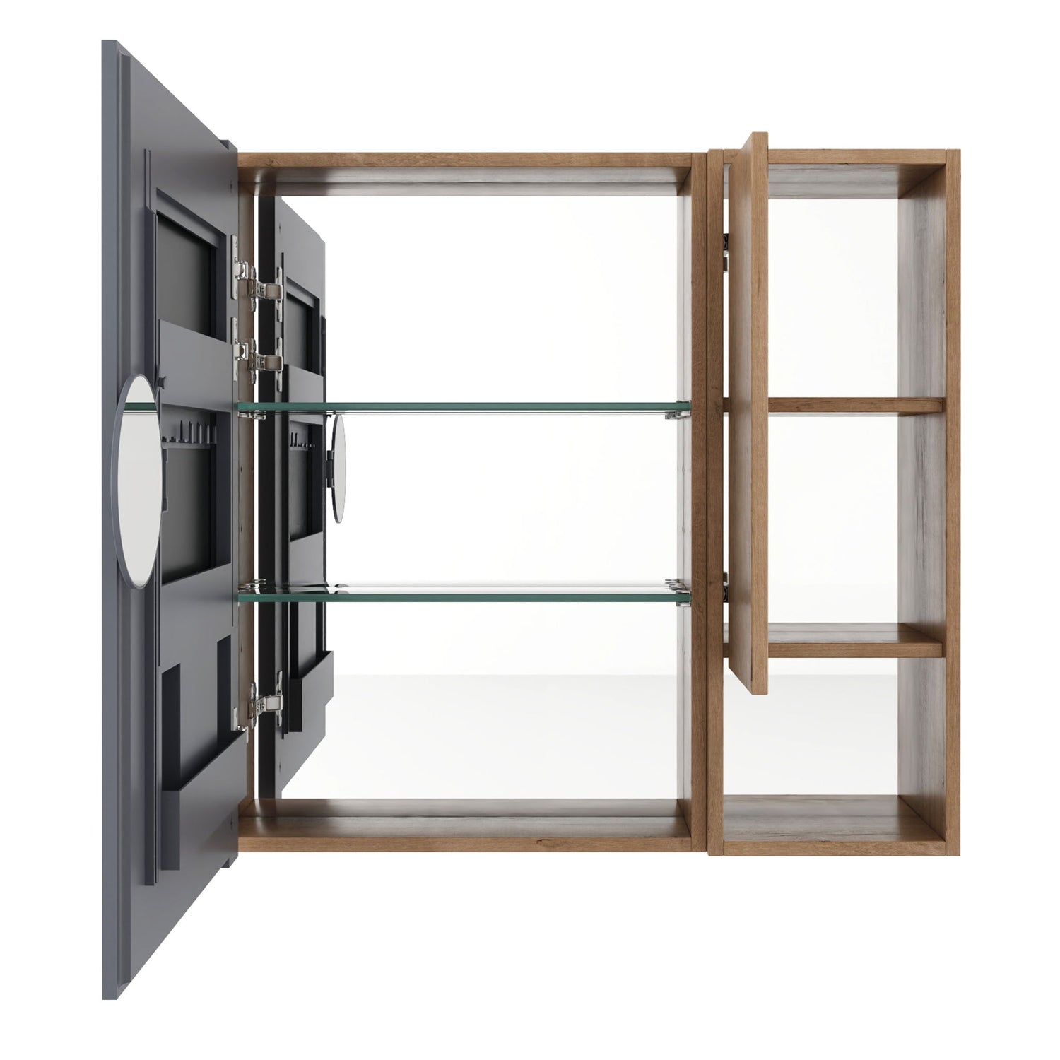 29.63" Wall Mounted Bathroom Cabinet With Adjustable Shelves Storage Cabinet - Imitative Oak