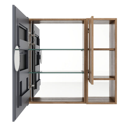 29.63" Wall Mounted Bathroom Cabinet With Adjustable Shelves Storage Cabinet - Imitative Oak