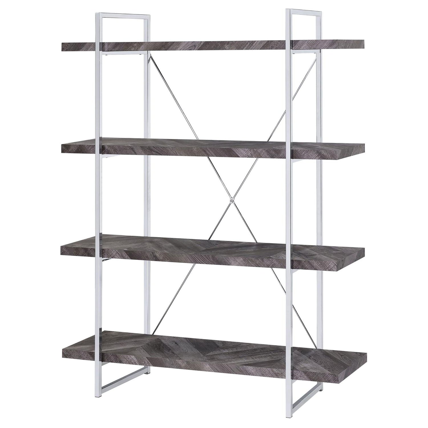 Herringbone - Bookcase With Full Length Shelf - Gray
