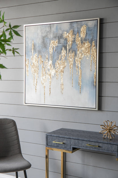 Modern Oil Painting, Square Framed Wall Art For Living Room Dining Room Office - Multicolor