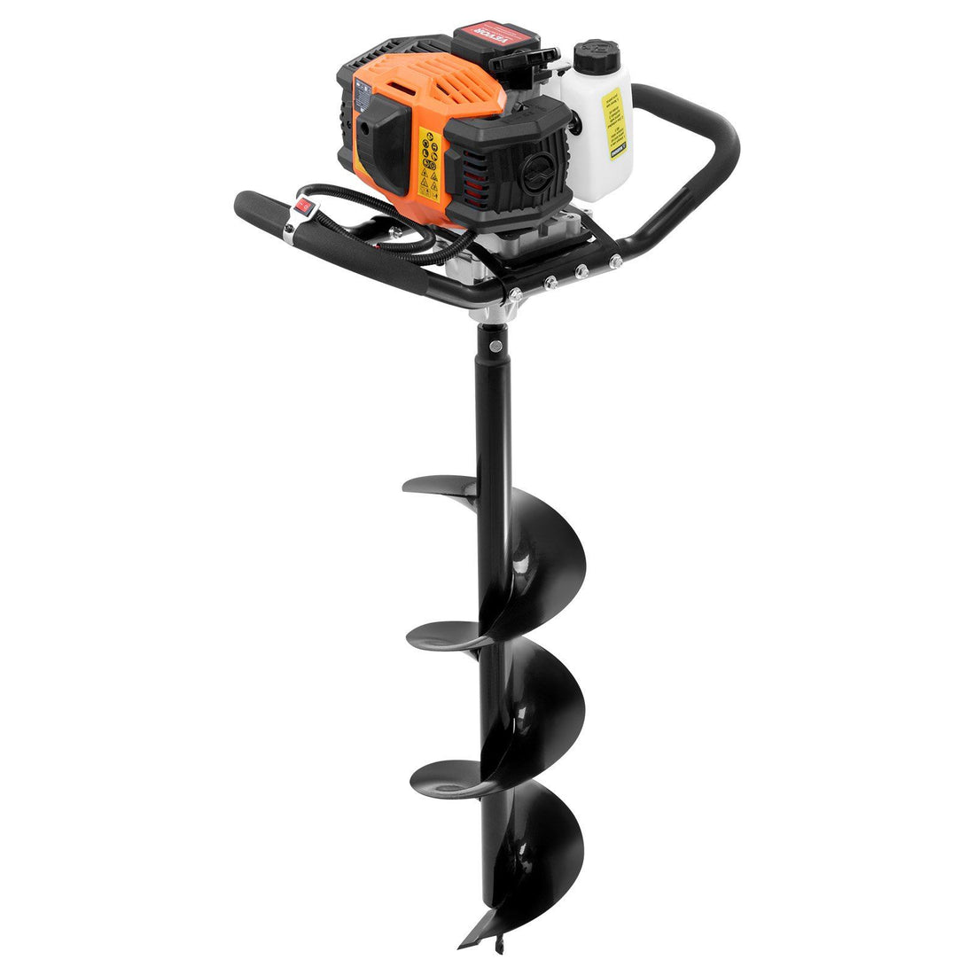 Vevor Gas Post Hole Digger 52Cc 1450W With 8 Drill Bits &amp; Extension Rod Aluminium Alloy - Black