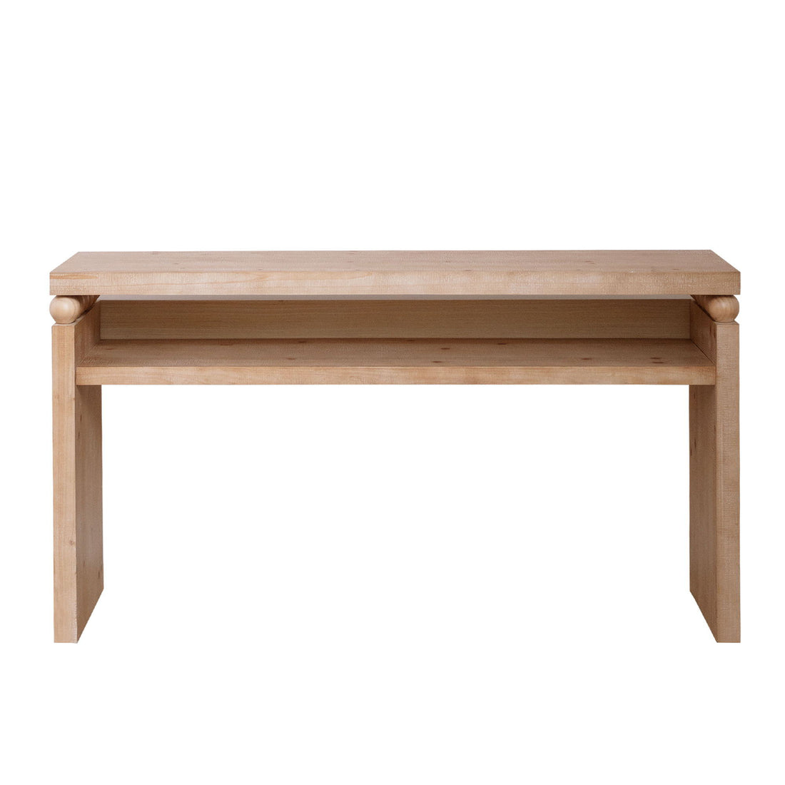 Modern Rustic Console Table, Wood Entryway Table With Shelf &amp; Decorative Bead Detail - Natural