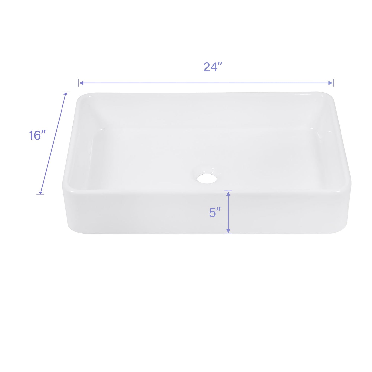 Modern European Design Ceramic Rectangular Vessel Bathroom Sink