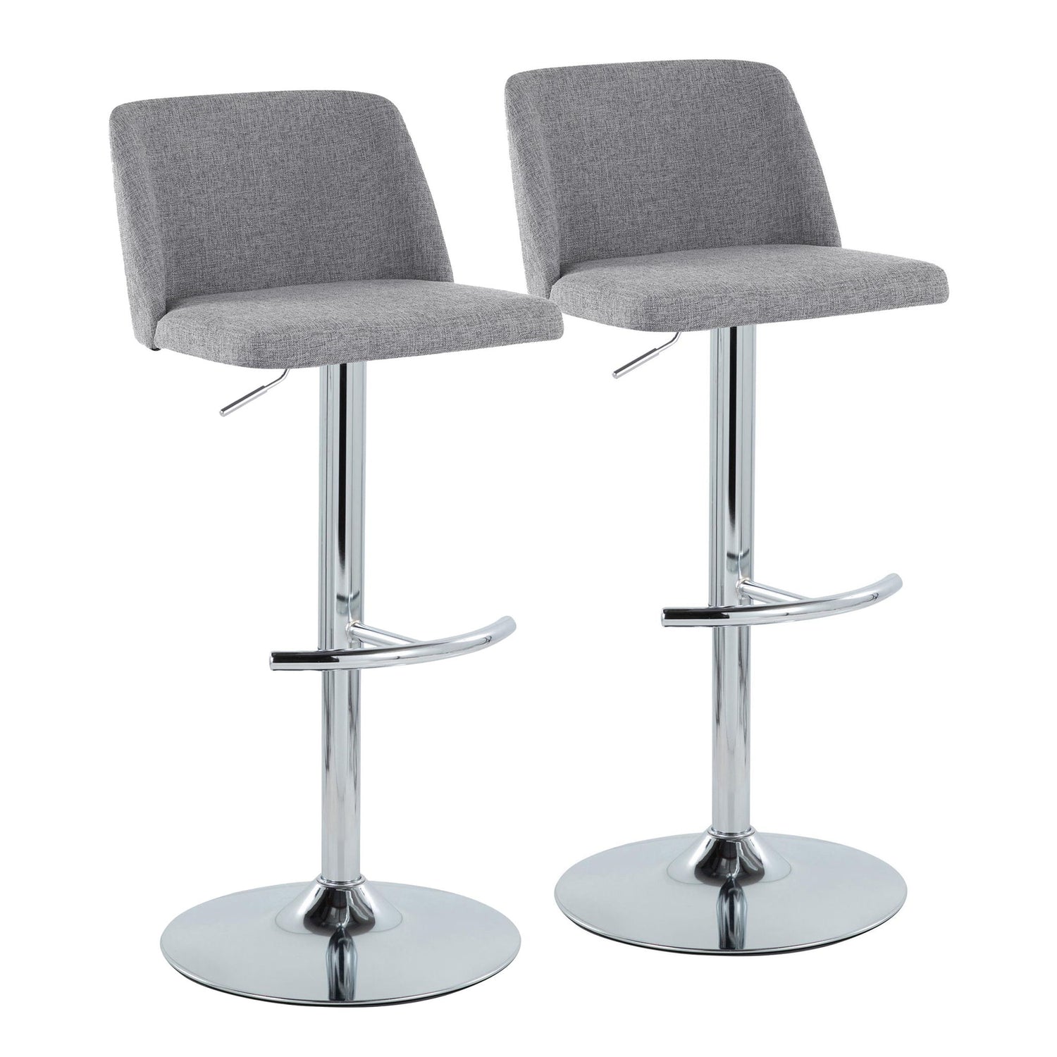 Toriano - Contemporary Adjustable Barstool With Swivel &amp; Rounded T Footrest (Set of 2)