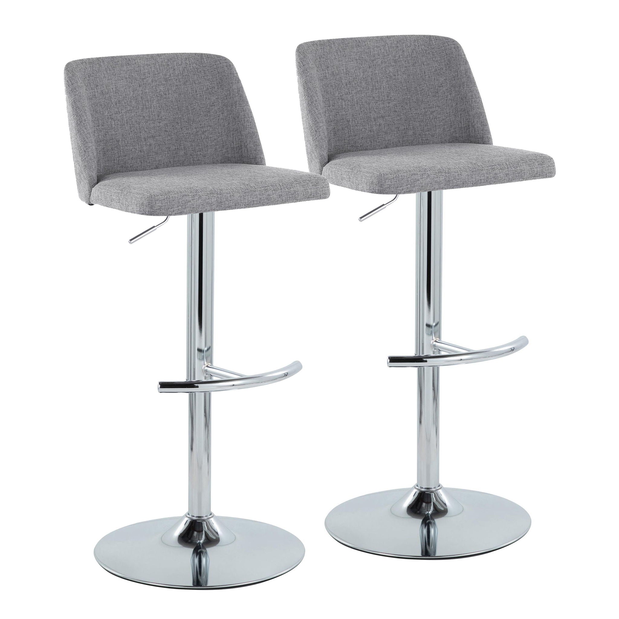 Toriano - Contemporary Adjustable Barstool With Swivel &amp; Rounded T Footrest (Set of 2)
